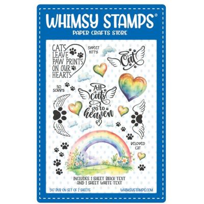 Whimsy Stamps Rub-Ons - Rainbow Bridge Cat